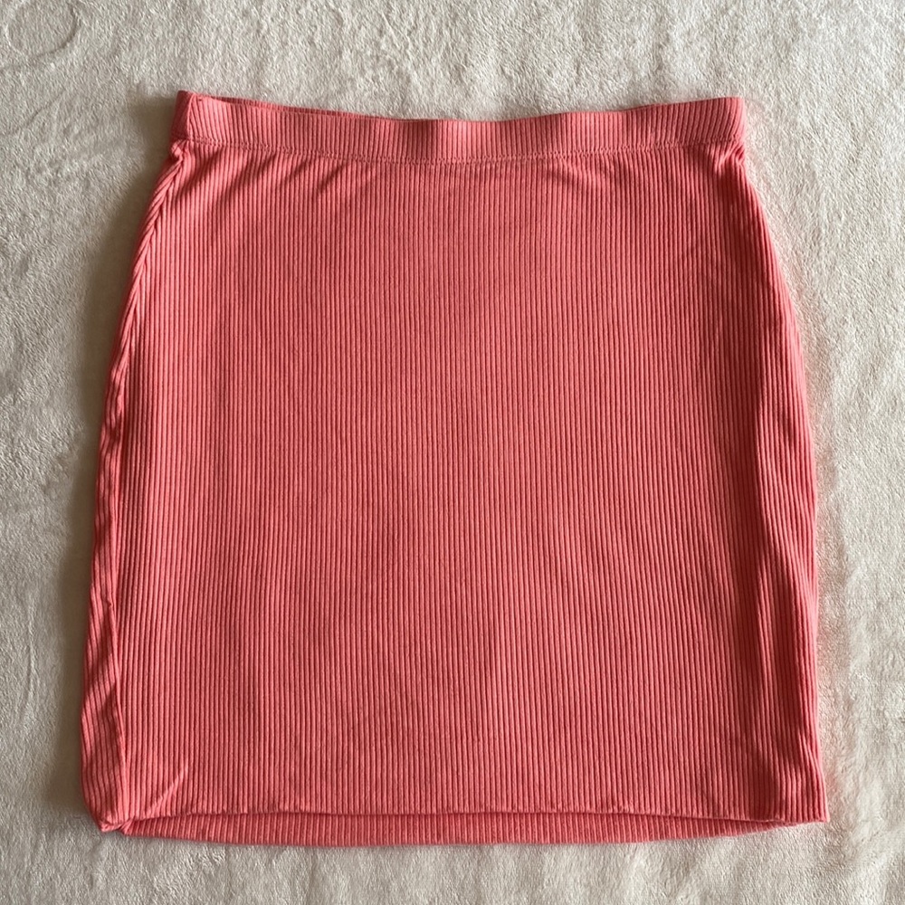 Fashion Nova Coral Bodycon Ribbed Mini Skirt Size Large